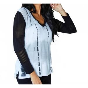 NEW ANGEL APPAREL v-neck sweater in white/black